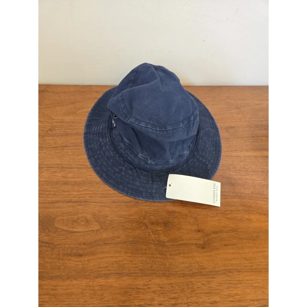 Vintage London Fog Weather Wear Canvas Bucket Hat Navy Blue Mens M Made in USA